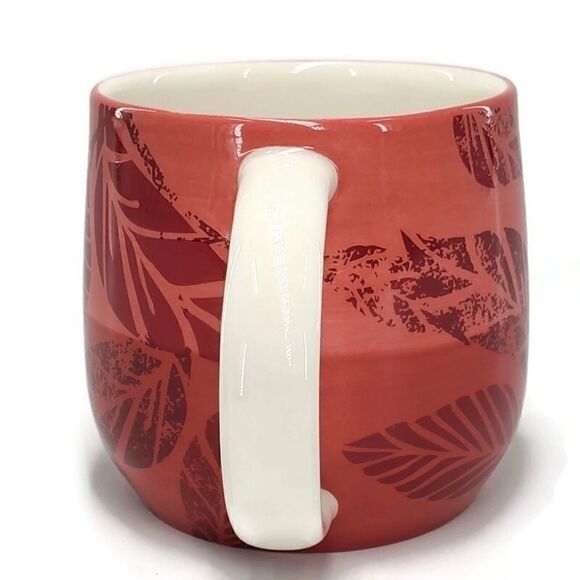 Starbucks 2011 Seasoning Scents White & Cranberry Hand Painted Leaf Print Mug - Picture 4 of 9